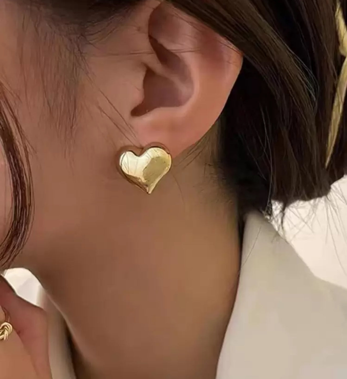 Adorable Gold or Silver Heart Stud Earrings