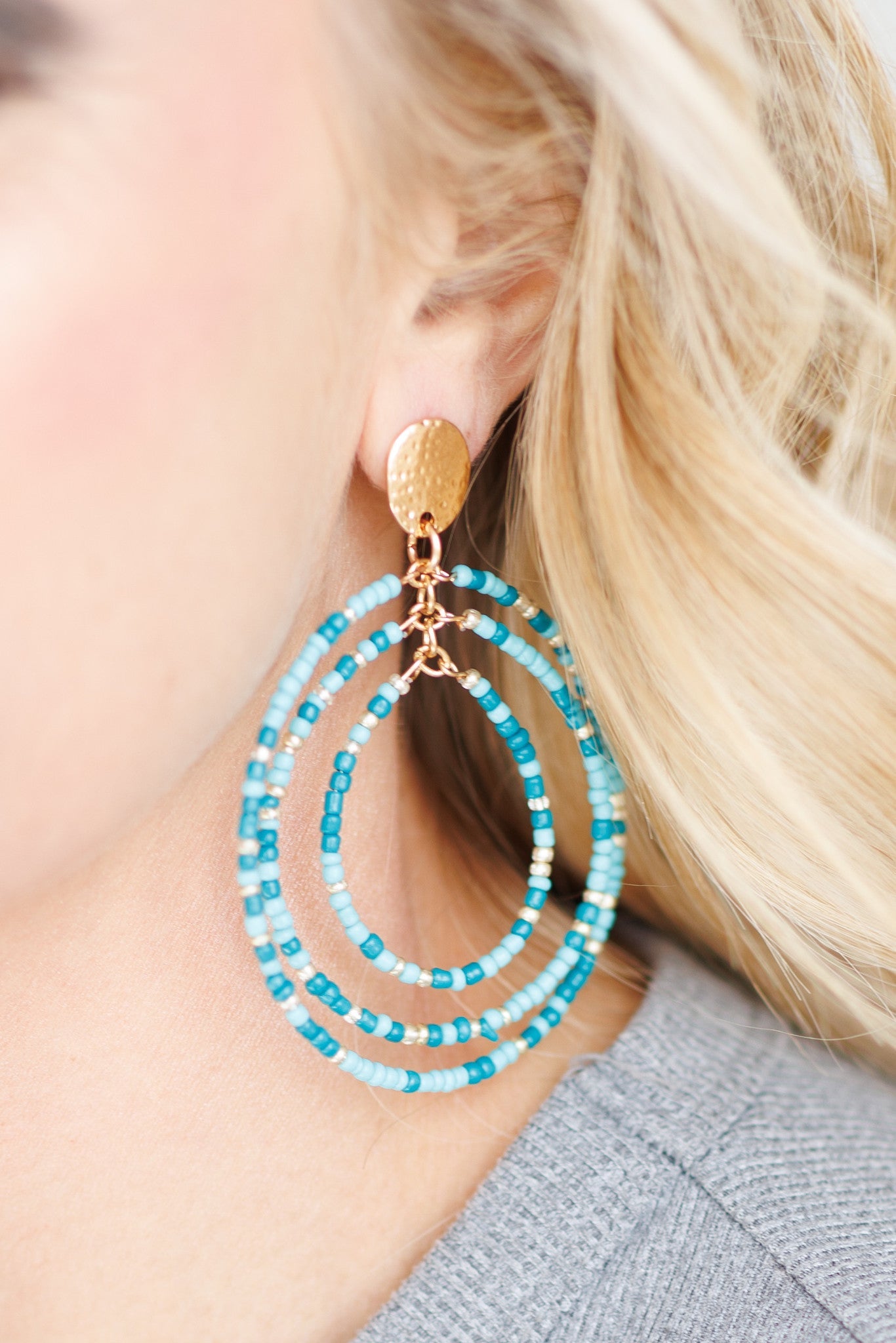 Beautiful Turquoise Beaded Statement Earrings