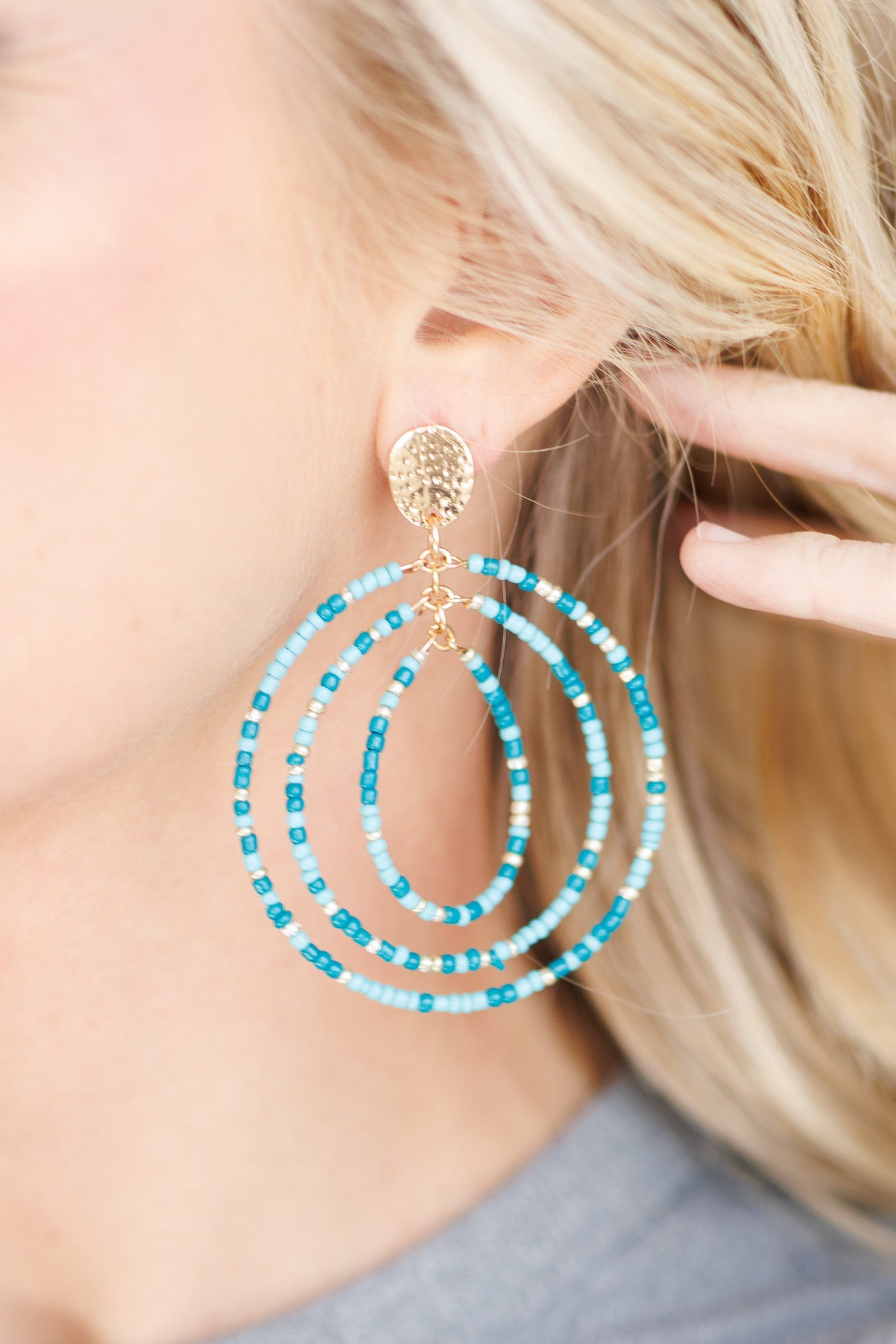 Beautiful Turquoise Beaded Statement Earrings