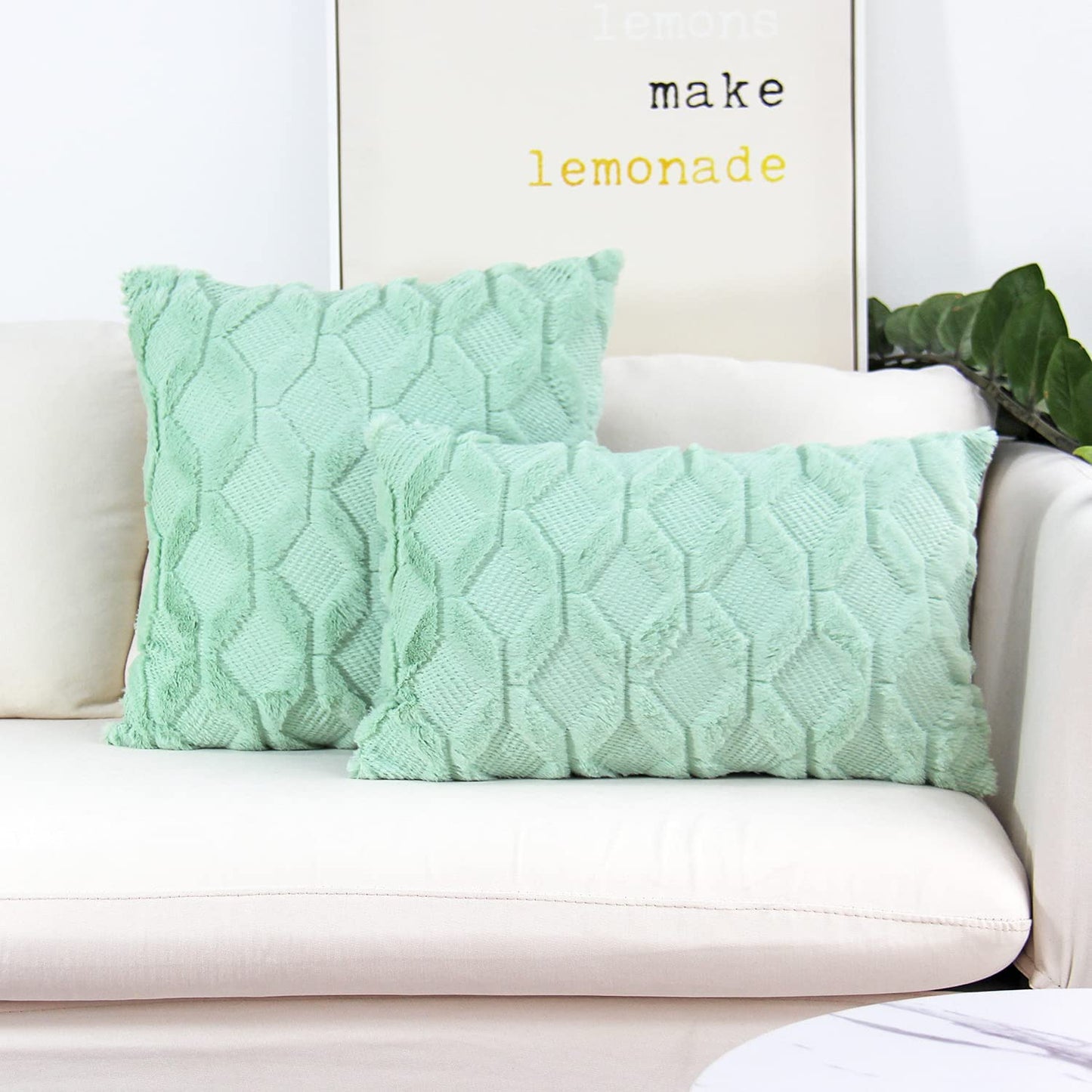 One 18"x18" with a matching color of one 12"x20" Square and rectangle combo set throw pillow covers with inserts