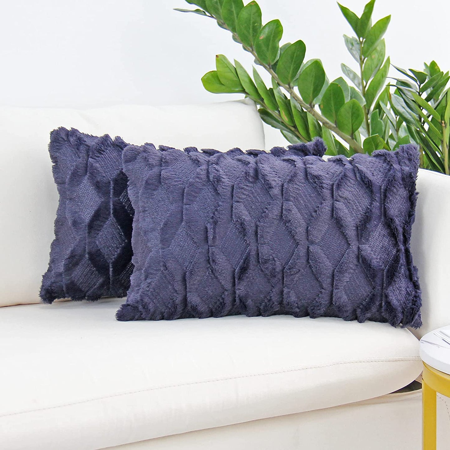 12''x20'' luxe textured knit throw pillow| 17 colors  soft faux fur finish + diamond weave design | modern couch & bedroom decor essential| insert included