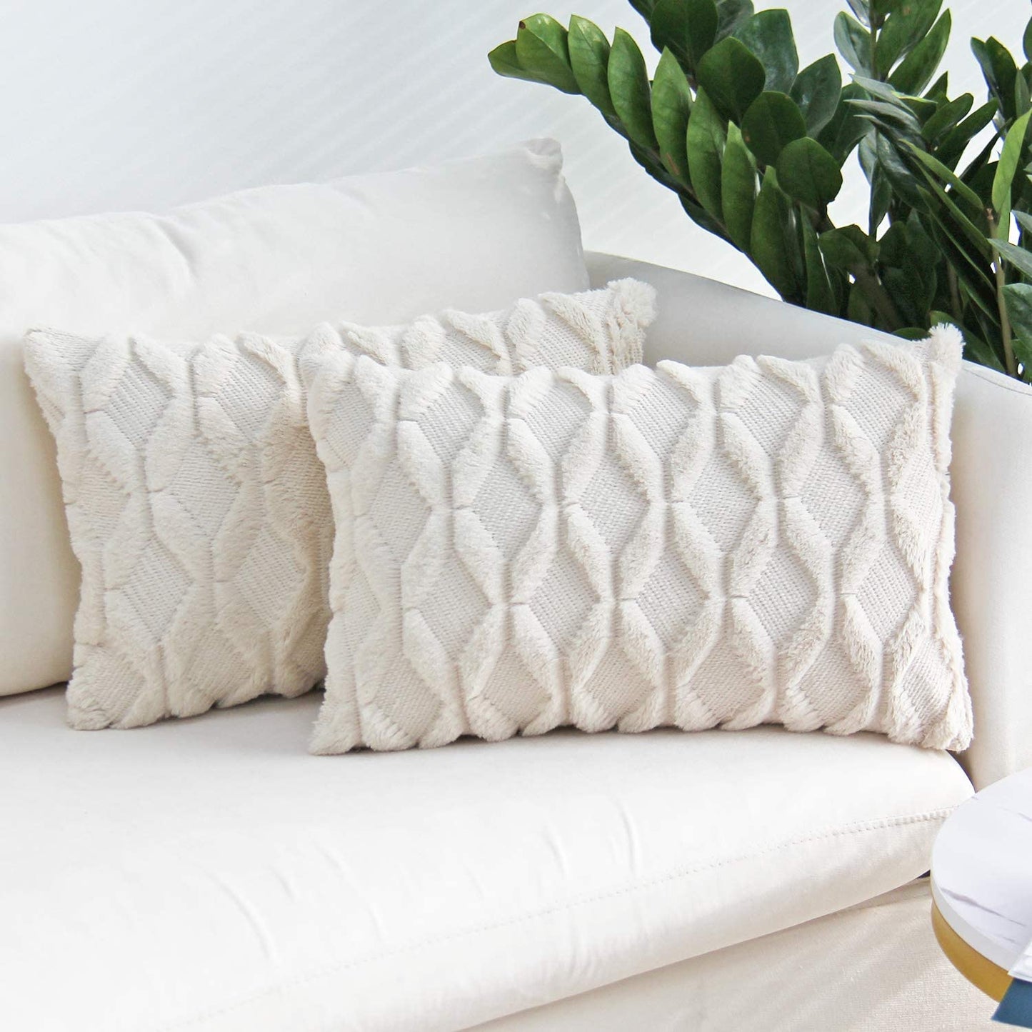 12''x20'' luxe textured knit throw pillow| 17 colors  soft faux fur finish + diamond weave design | modern couch & bedroom decor essential| insert included