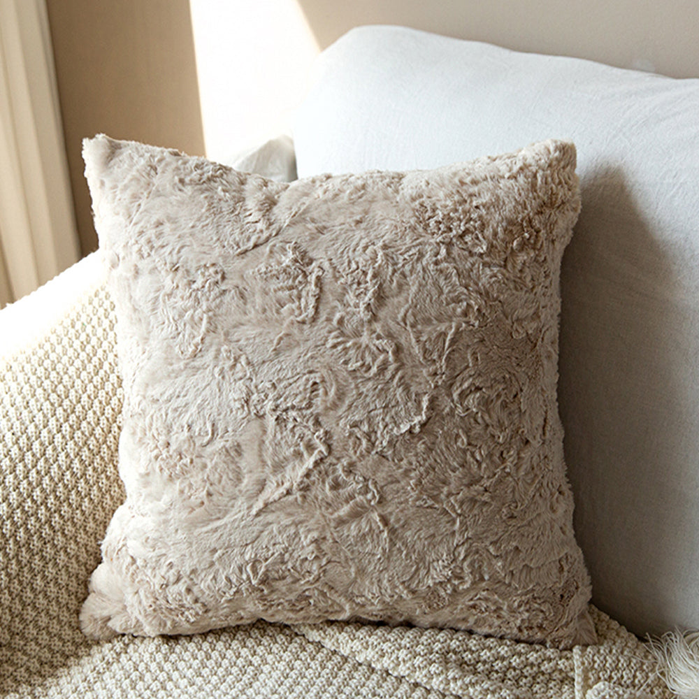 Set of 4 well mixed miss and match reversible sides furry throw pillowcase and insert 18"x18" square