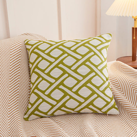 [IN-1XZT140-1 Green] Geometric Links Accent Decorative ThrowPillow (With insert)