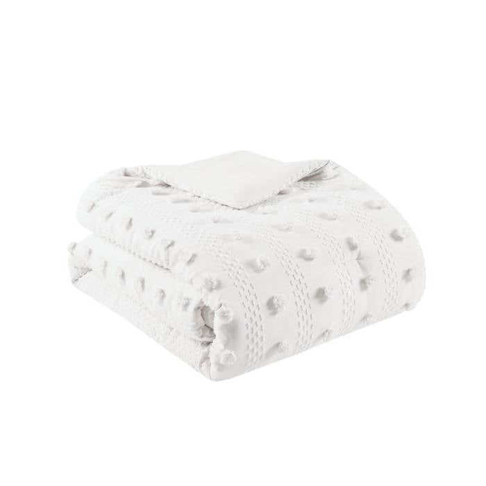 Full/Queen 3-Piece Ivory Pompom Microfiber Comforter Set