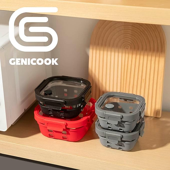 Square Glass Containers + Lids Set