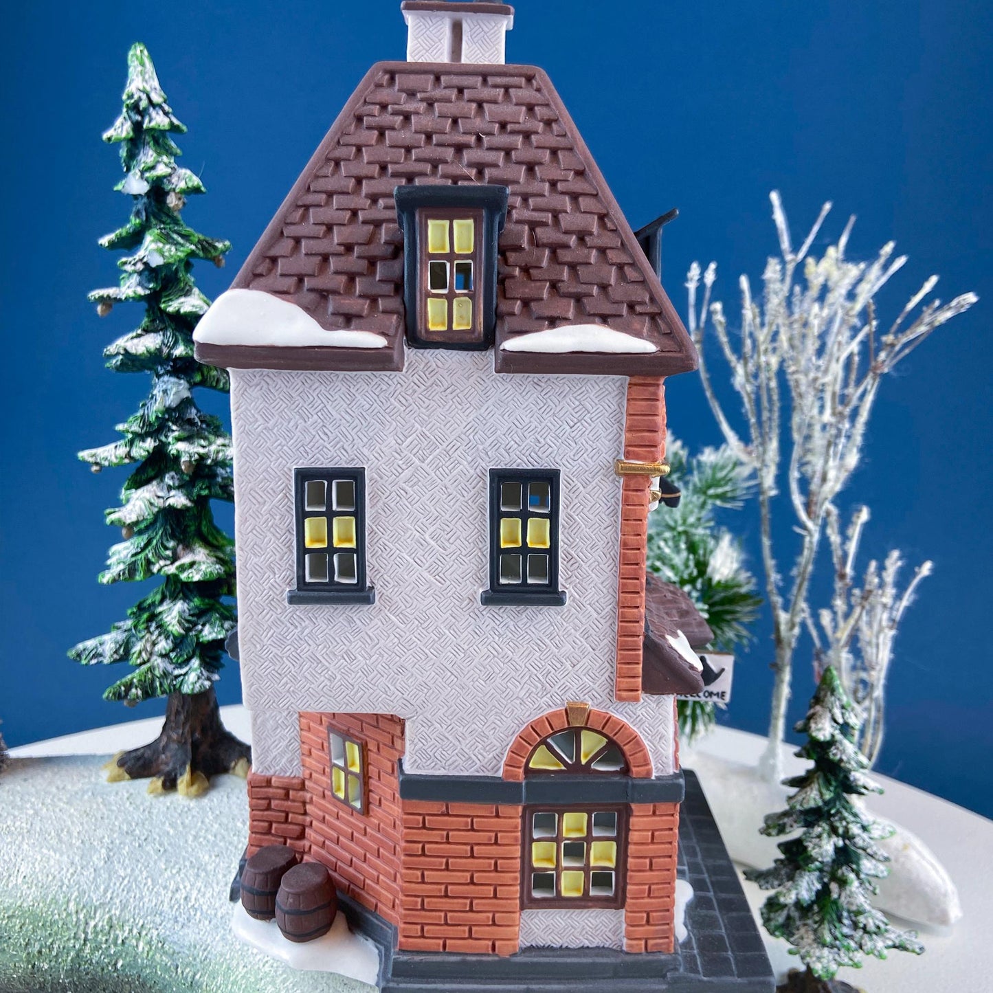 Illuminated Christmas Village Tea Seller House by Dept 56. Christmas in the City. Magical Holiday Home Retail Decor. Gift for Tea Lover.