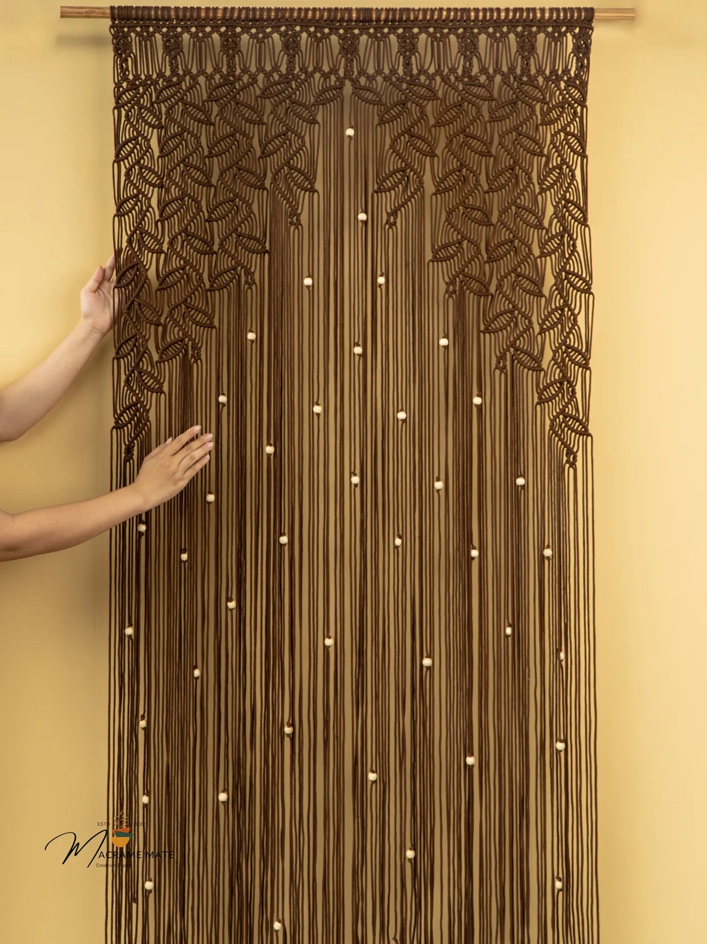 Indigo Brown Macrame Leaf Door Curtain