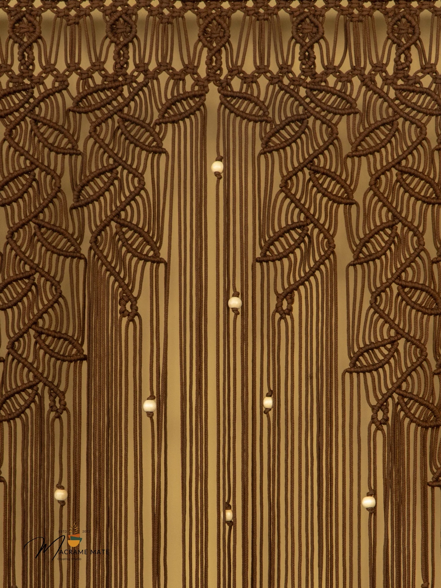 Indigo Brown Macrame Leaf Door Curtain