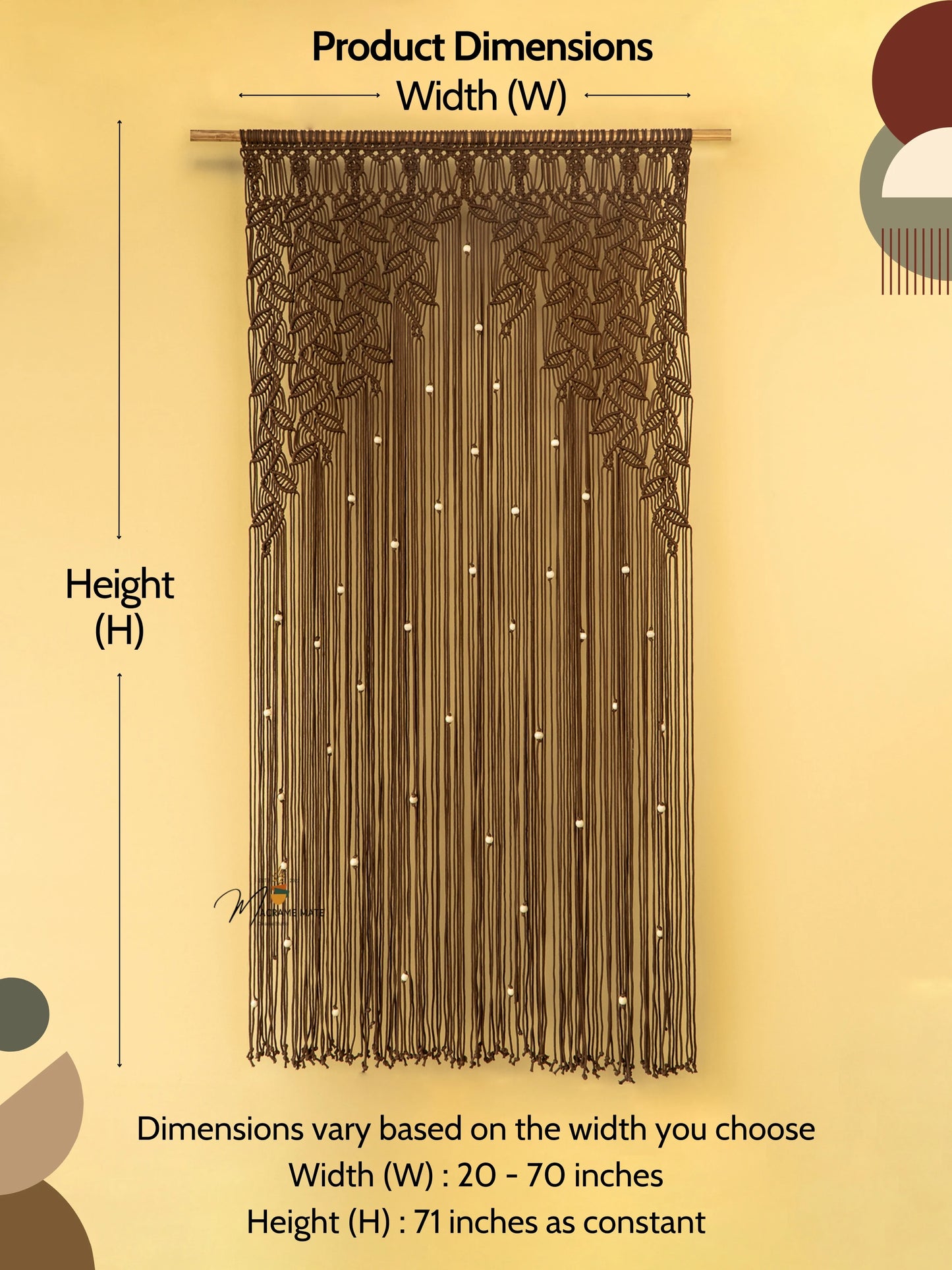 Indigo Brown Macrame Leaf Door Curtain