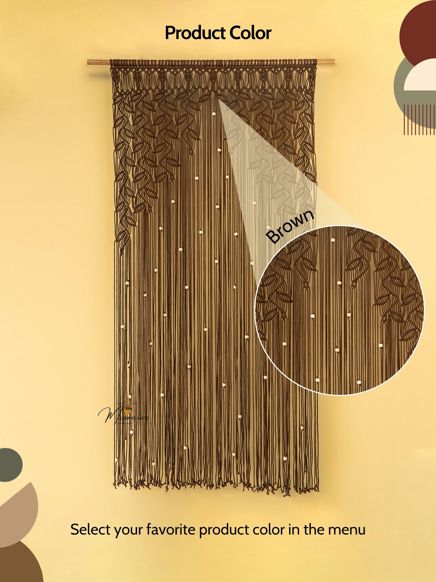 Indigo Brown Macrame Leaf Door Curtain