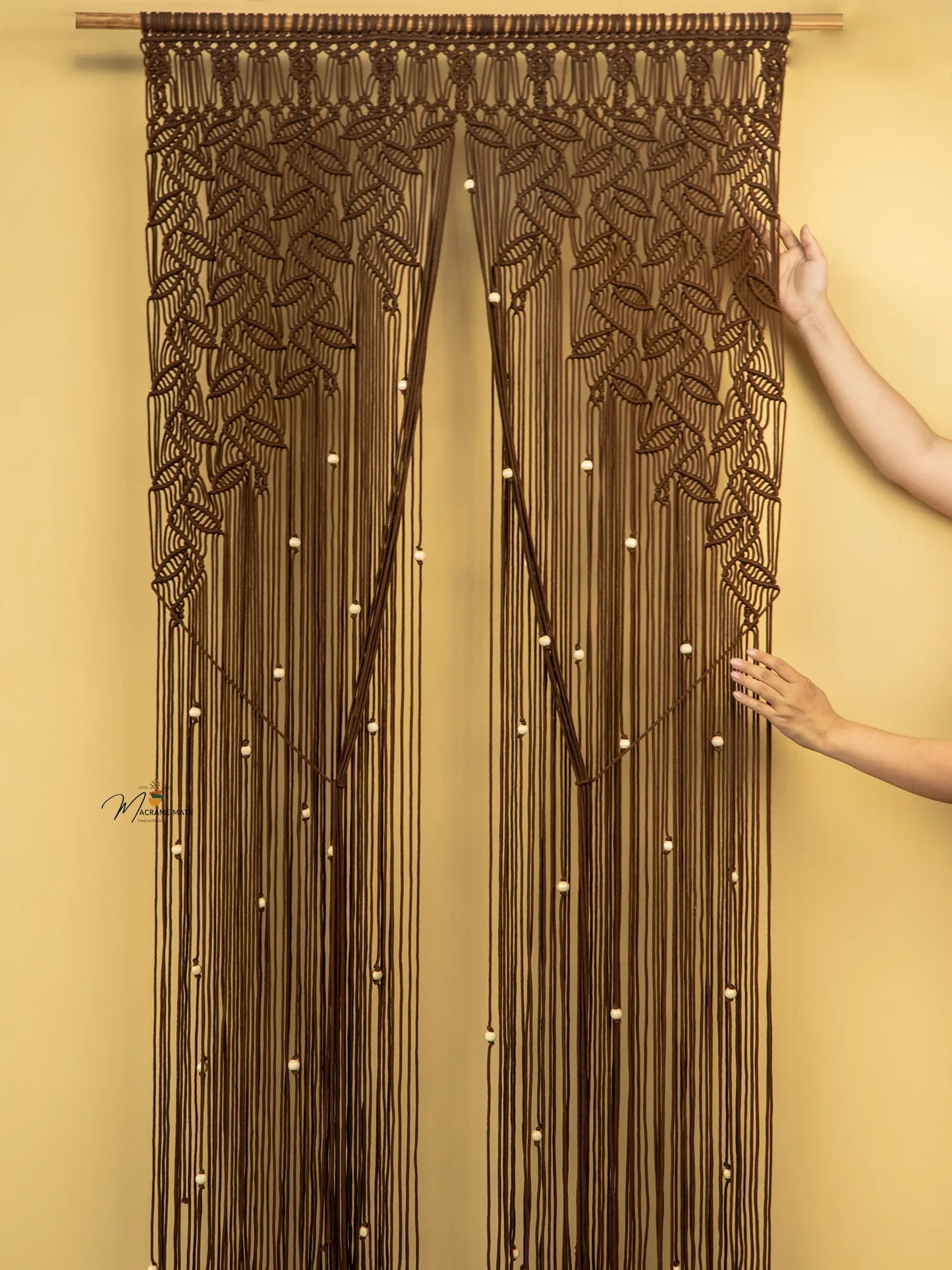 Indigo Brown Macrame Leaf Door Curtain