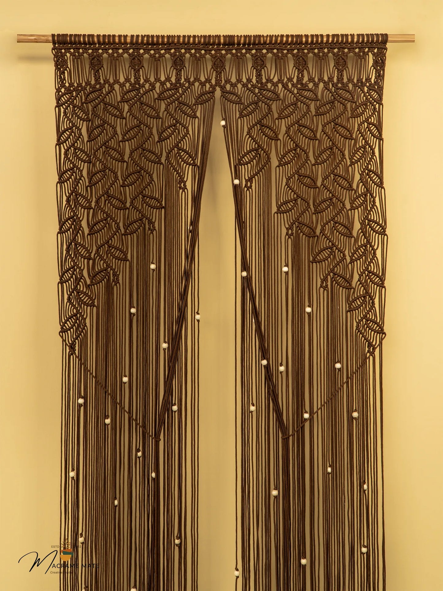 Indigo Brown Macrame Leaf Door Curtain