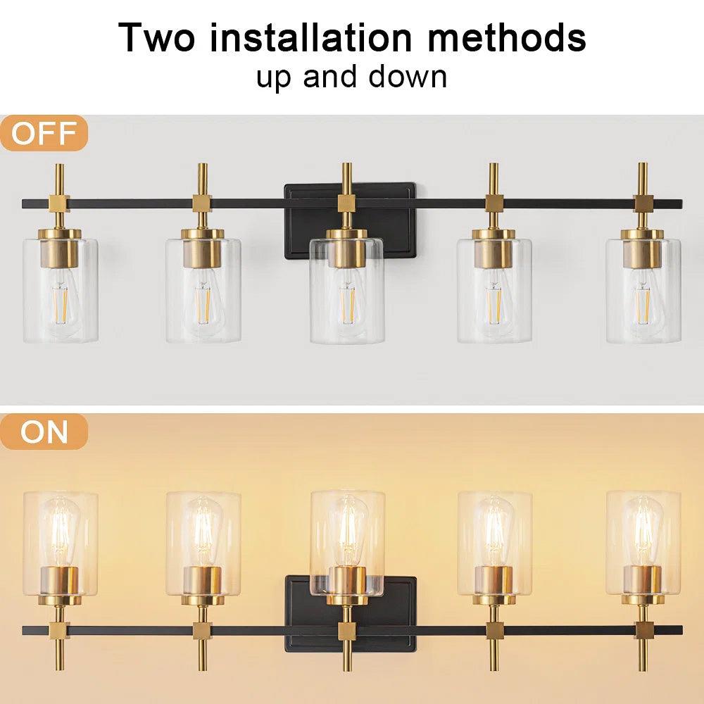 Jasper Modern Clear Glass 5-Light Bathroom Vanity Light