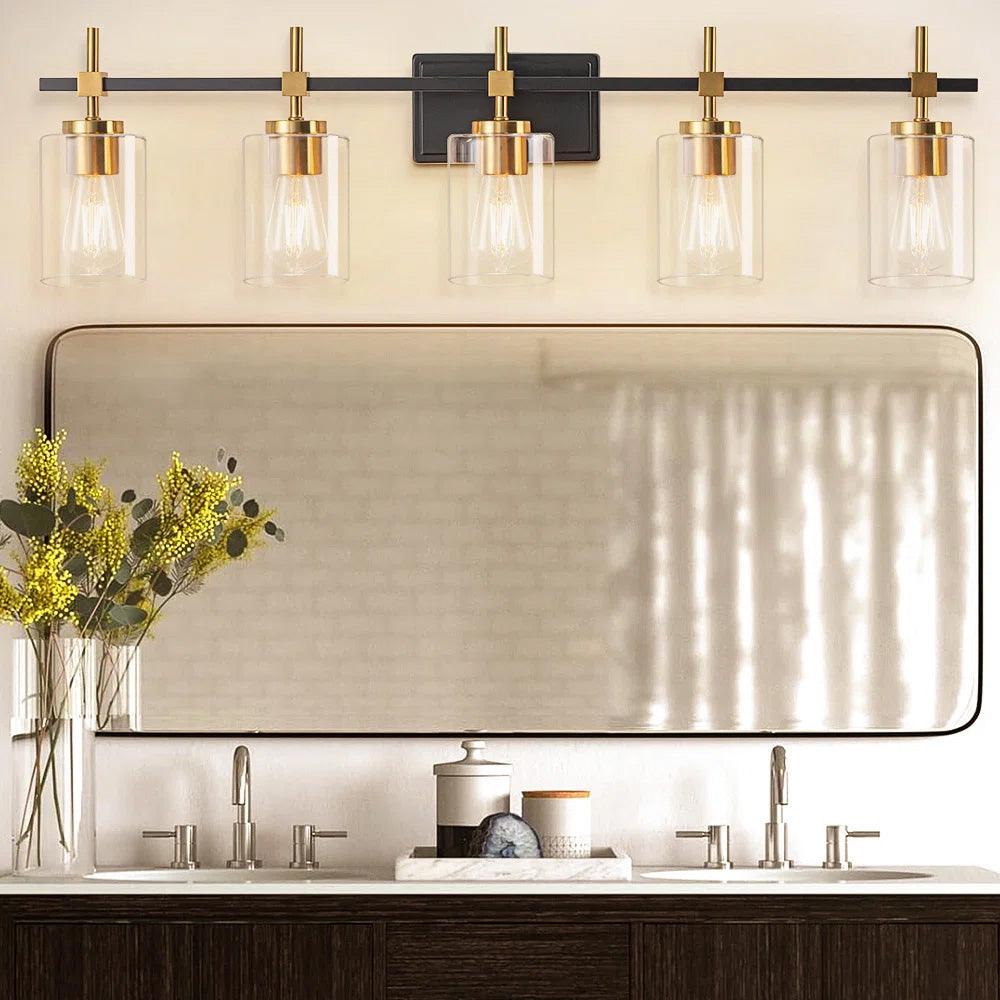 Jasper Modern Clear Glass 5-Light Bathroom Vanity Light