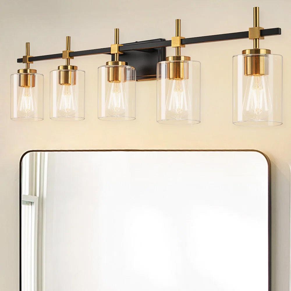 Jasper Modern Clear Glass 5-Light Bathroom Vanity Light