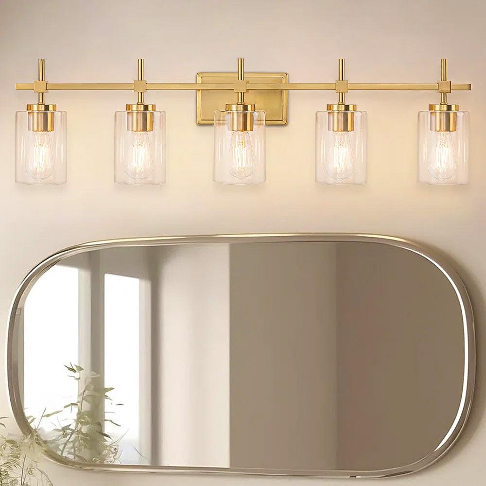 Jasper Modern Clear Glass 5-Light Bathroom Vanity Light