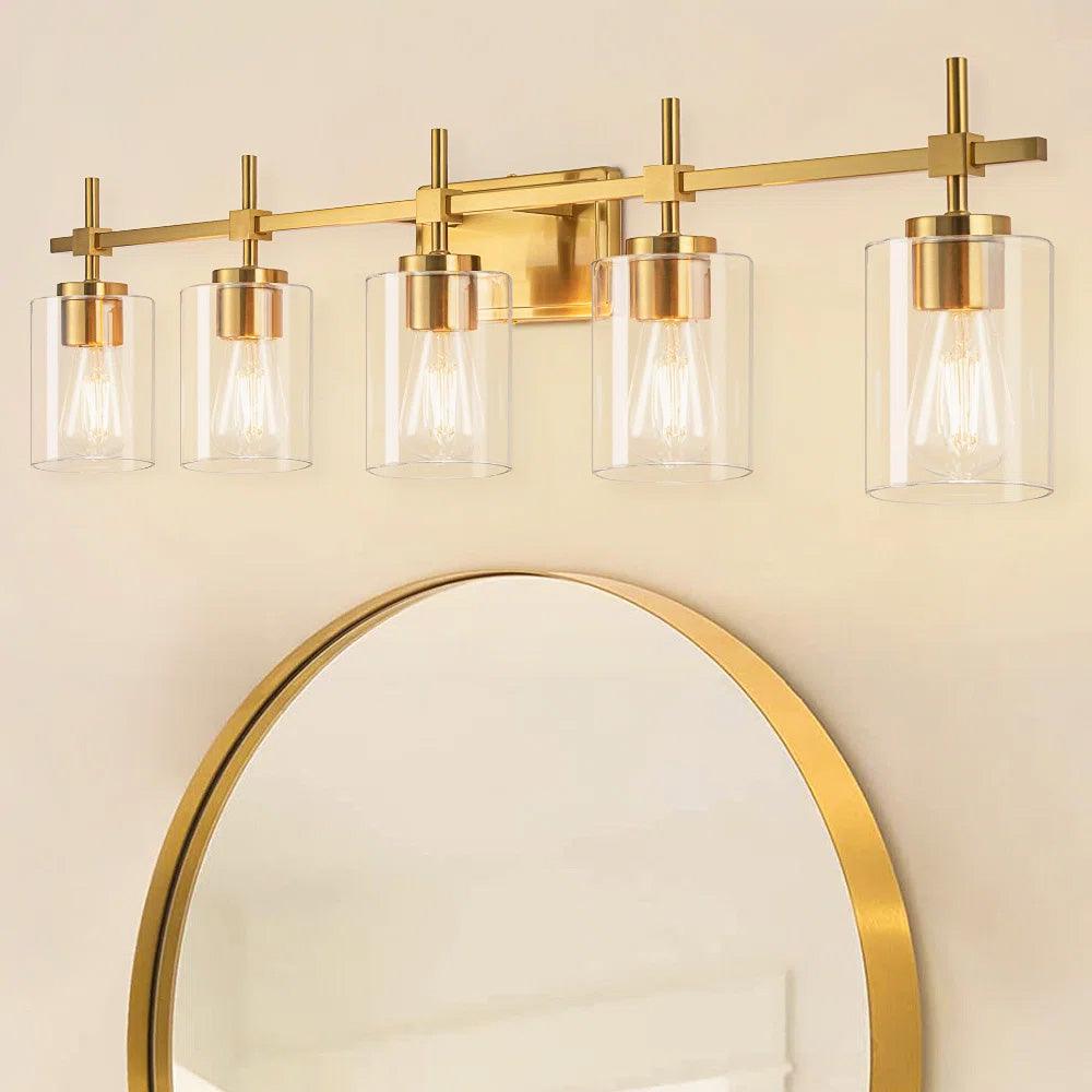 Jasper Modern Clear Glass 5-Light Bathroom Vanity Light
