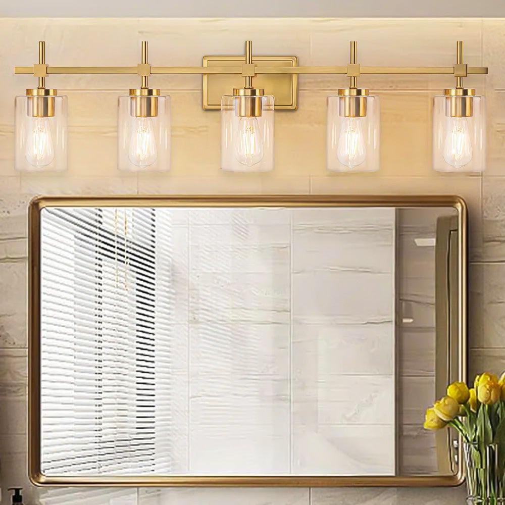 Jasper Modern Clear Glass 5-Light Bathroom Vanity Light