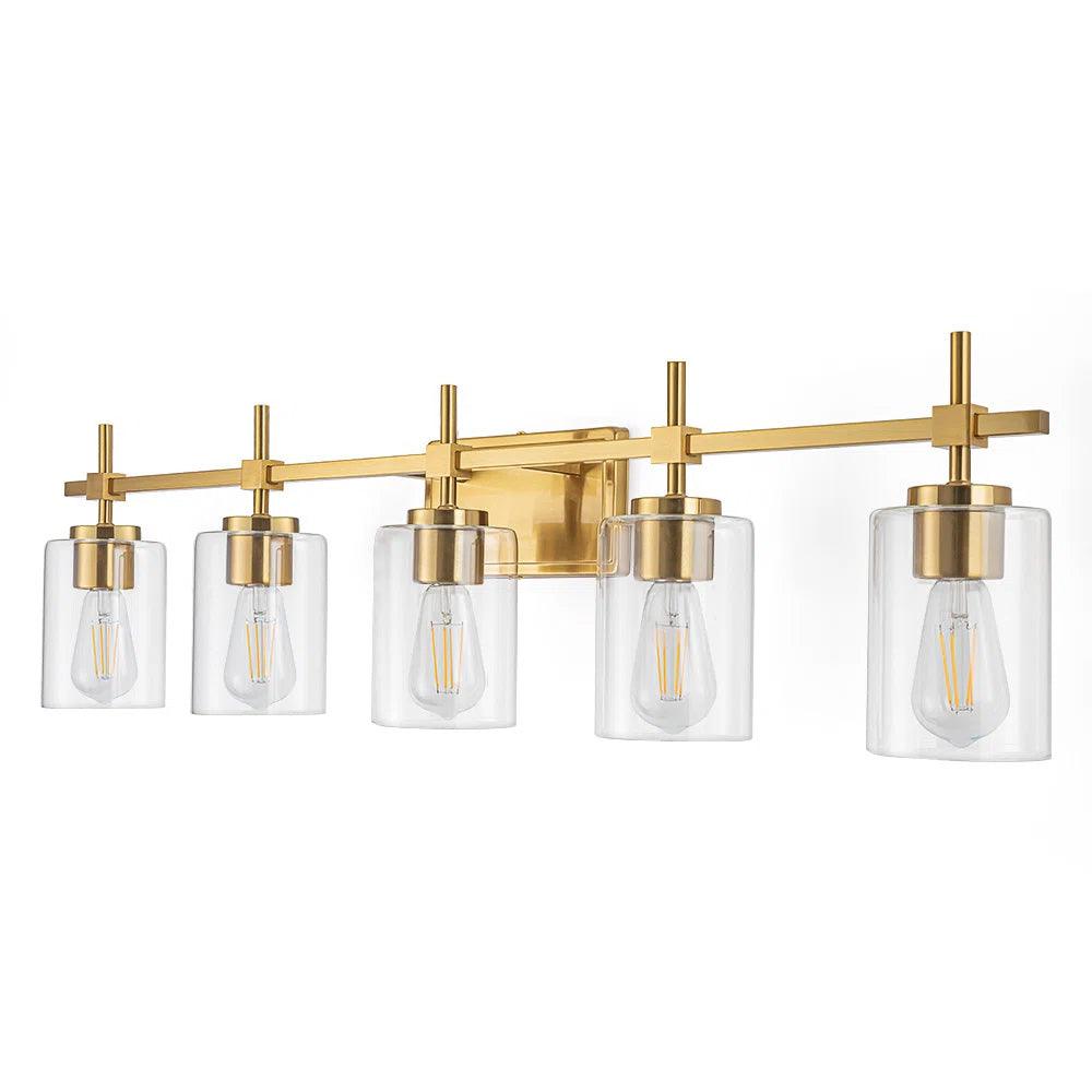 Jasper Modern Clear Glass 5-Light Bathroom Vanity Light