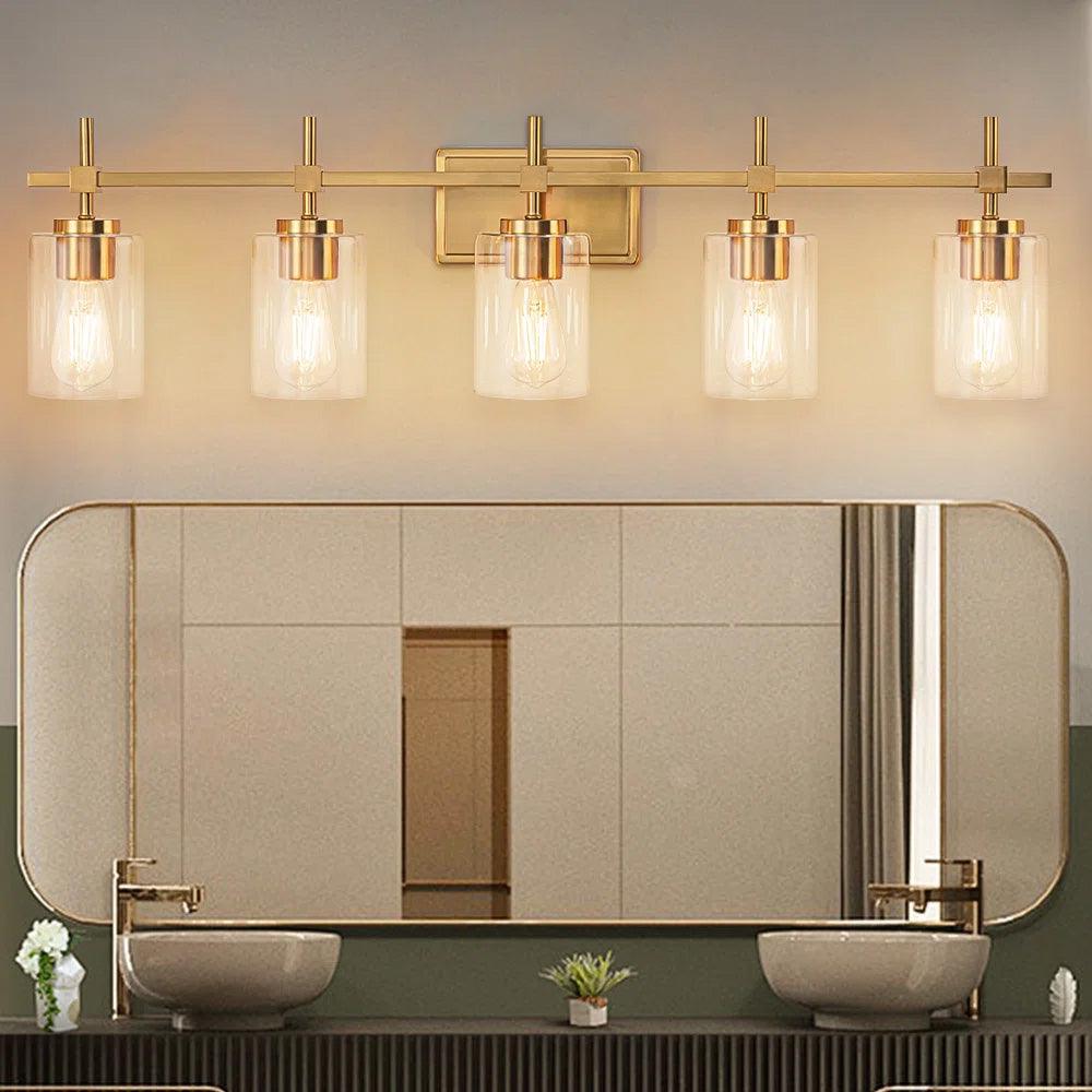 Jasper Modern Clear Glass 5-Light Bathroom Vanity Light