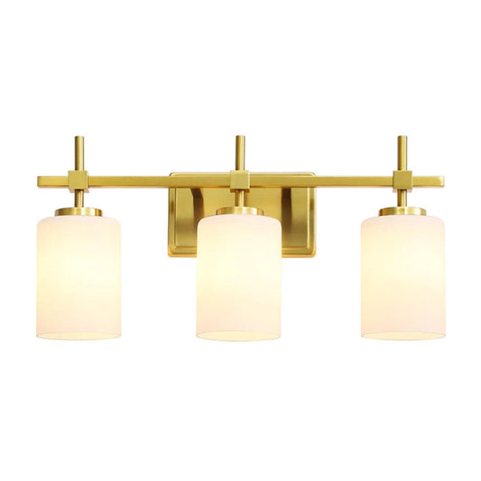 Jasper Gold Modern Frosted Glass 3-Light Bathroom Vanity Light