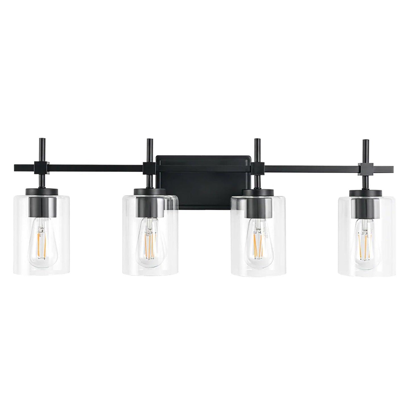 Jasper Modern 4-Light Clear Glass Bathroom Lights Linear Vanity Light