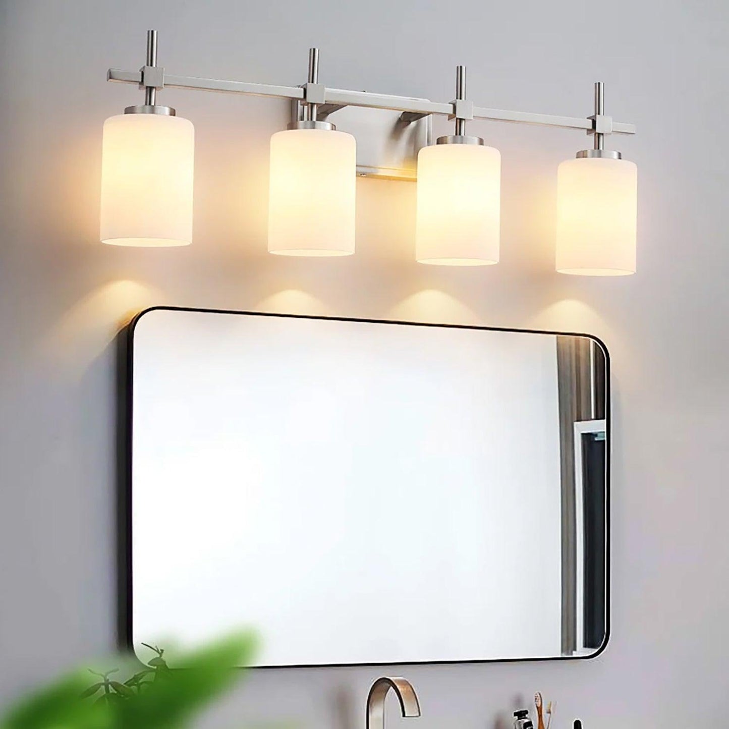 Jasper Gold Modern Frosted Glass 4-Light Bathroom Vanity Light