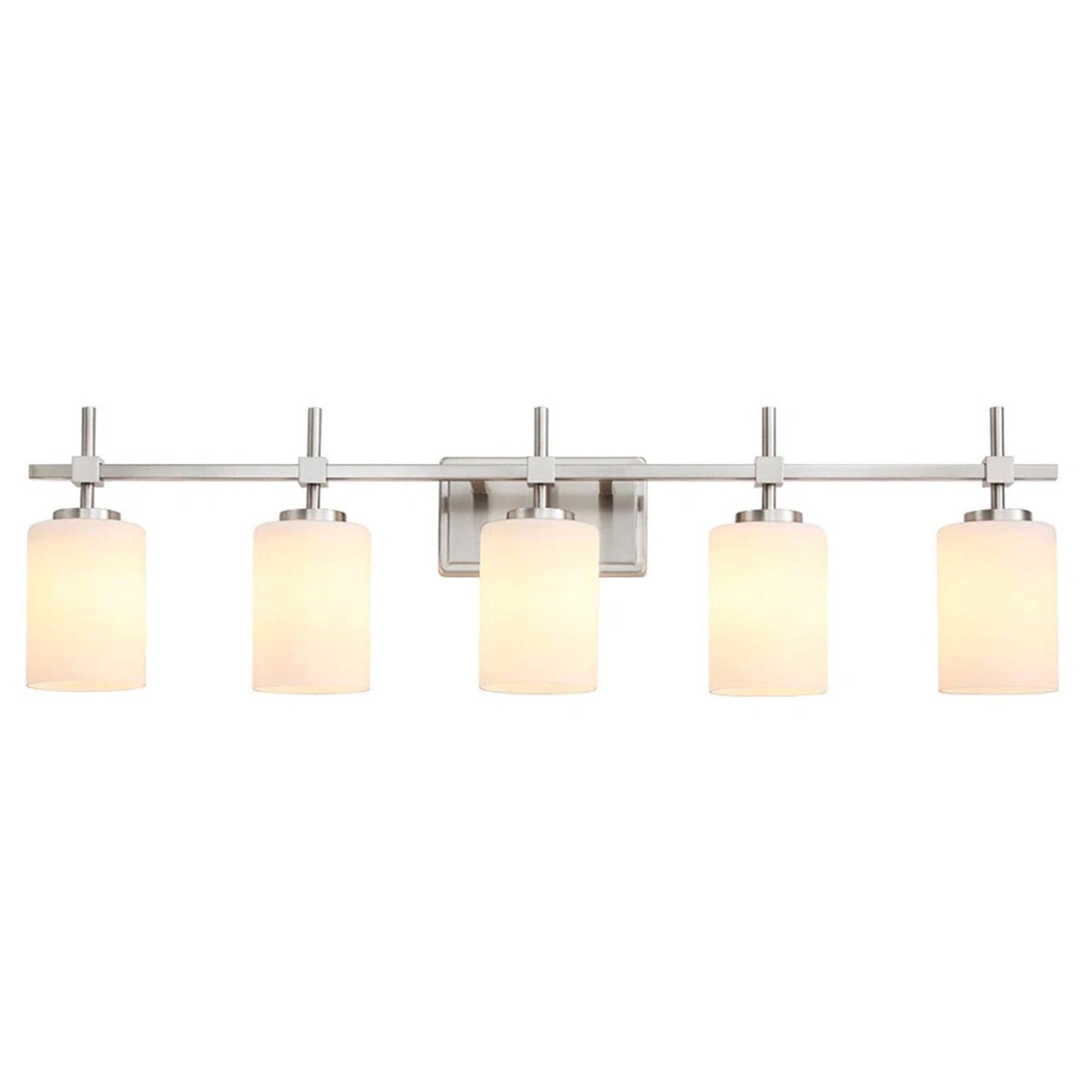 Jasper Modern Frosted Glass 5-Light Bathroom Linear Vanity Light