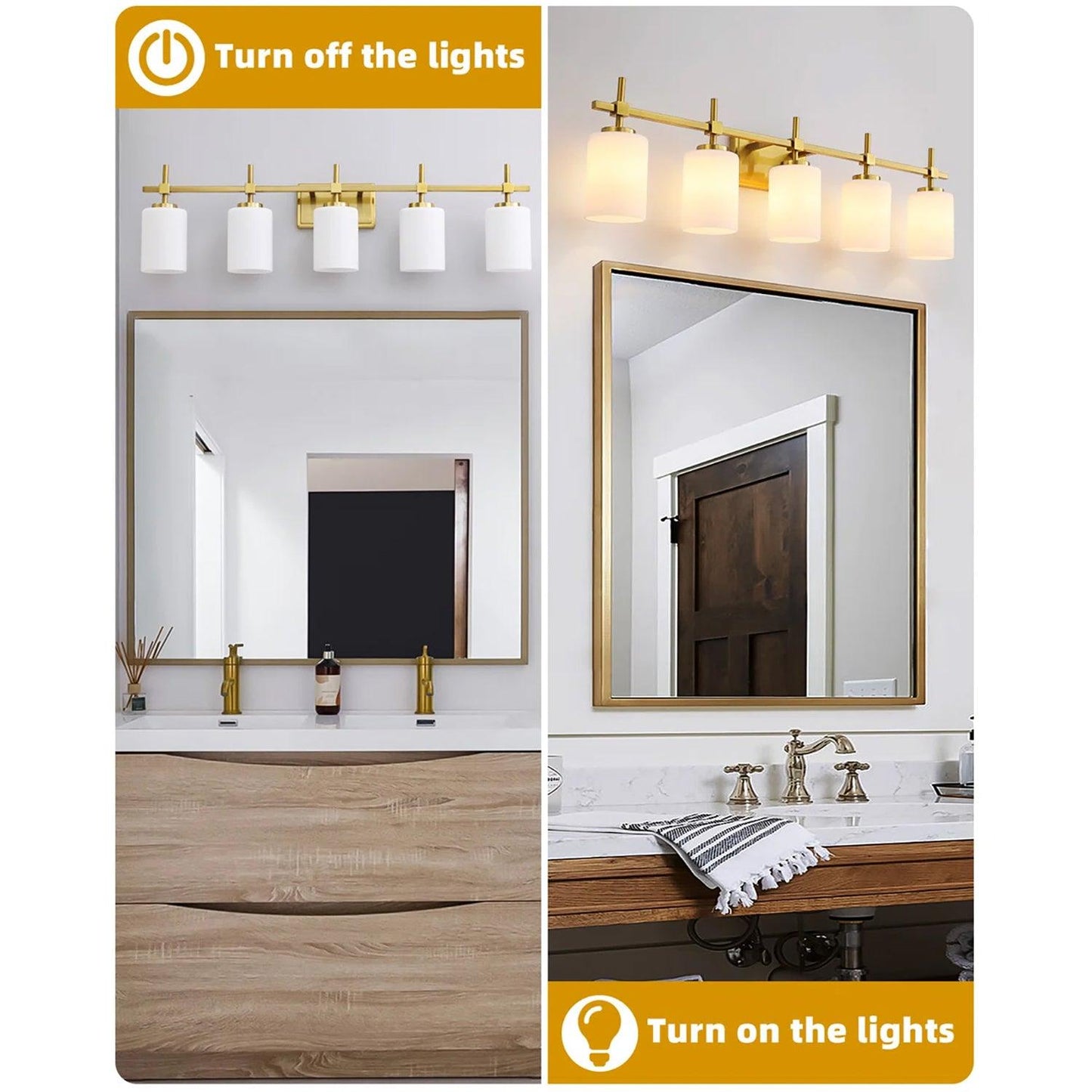 Jasper Modern Frosted Glass 5-Light Bathroom Linear Vanity Light