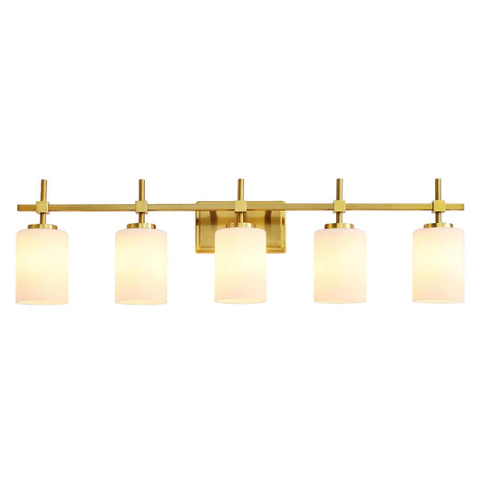 Jasper Modern Frosted Glass 5-Light Bathroom Linear Vanity Light