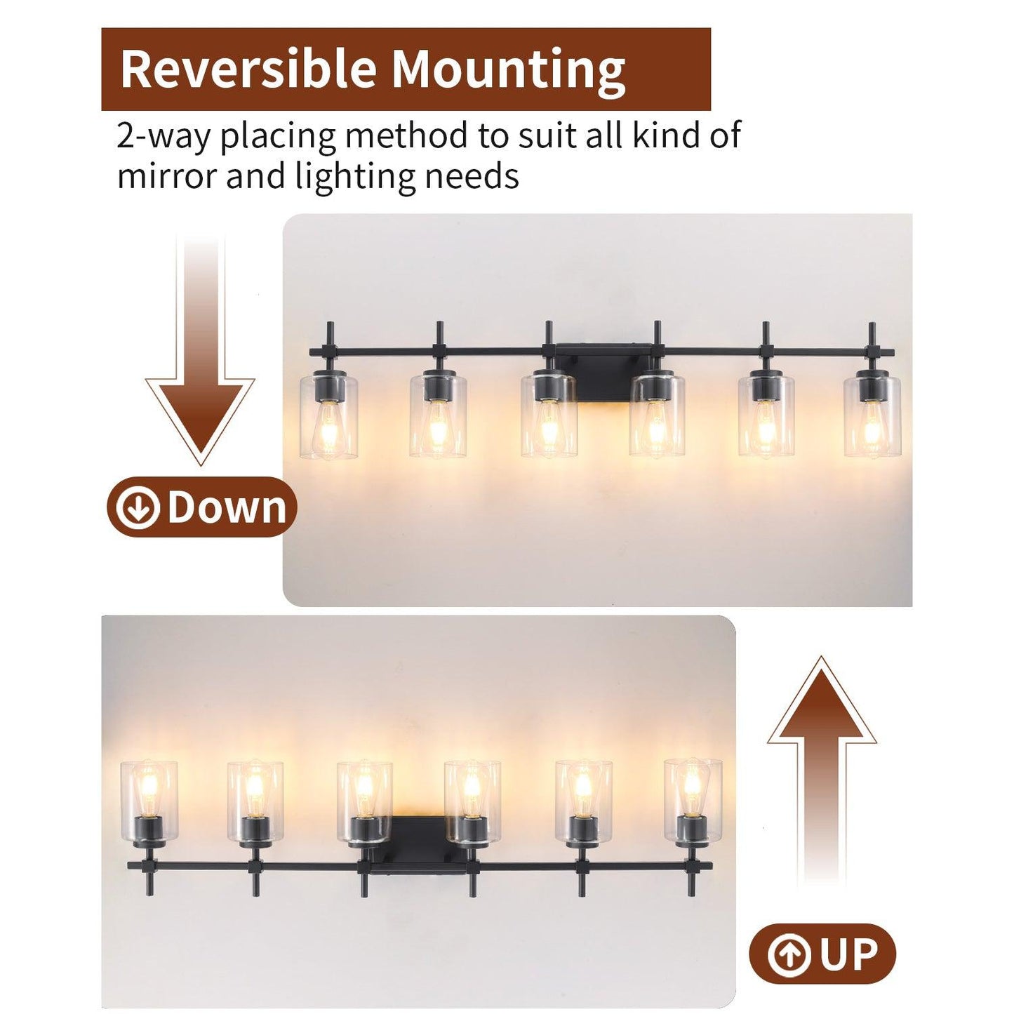 Jasper Modern Clear Glass 6-Light Bathroom Vanity Light