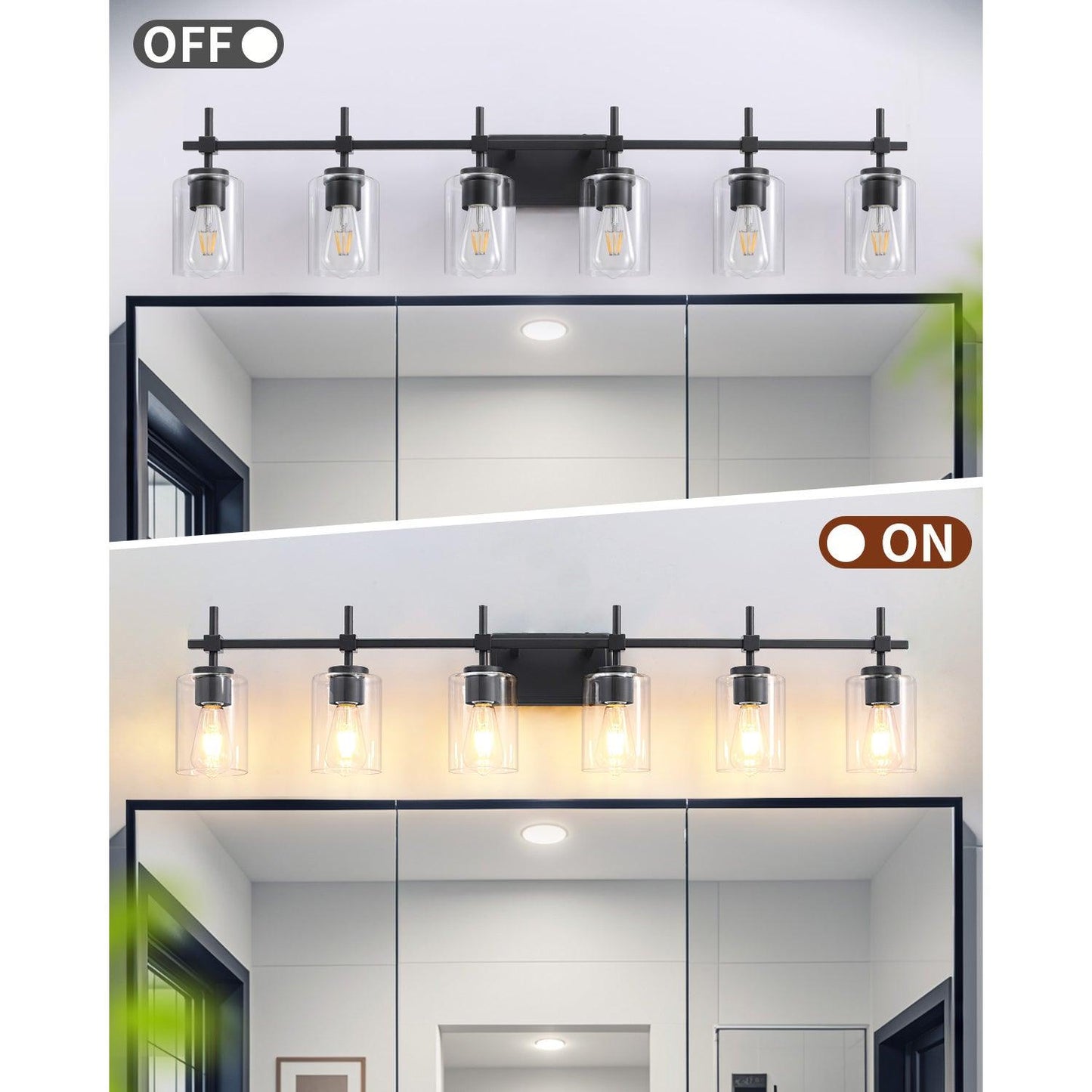 Jasper Modern Clear Glass 6-Light Bathroom Vanity Light