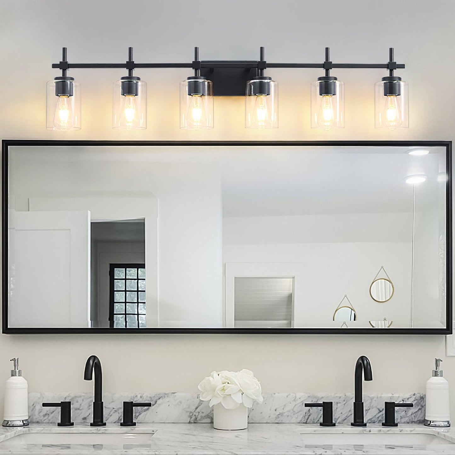 Jasper Modern Clear Glass 6-Light Bathroom Vanity Light