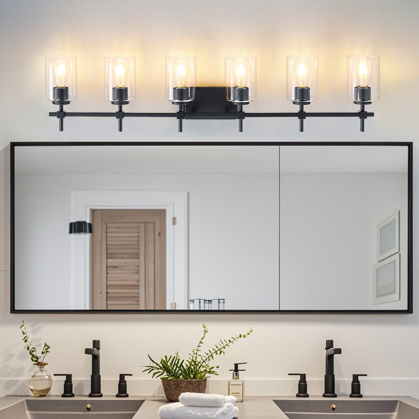 Jasper Modern Clear Glass 6-Light Bathroom Vanity Light