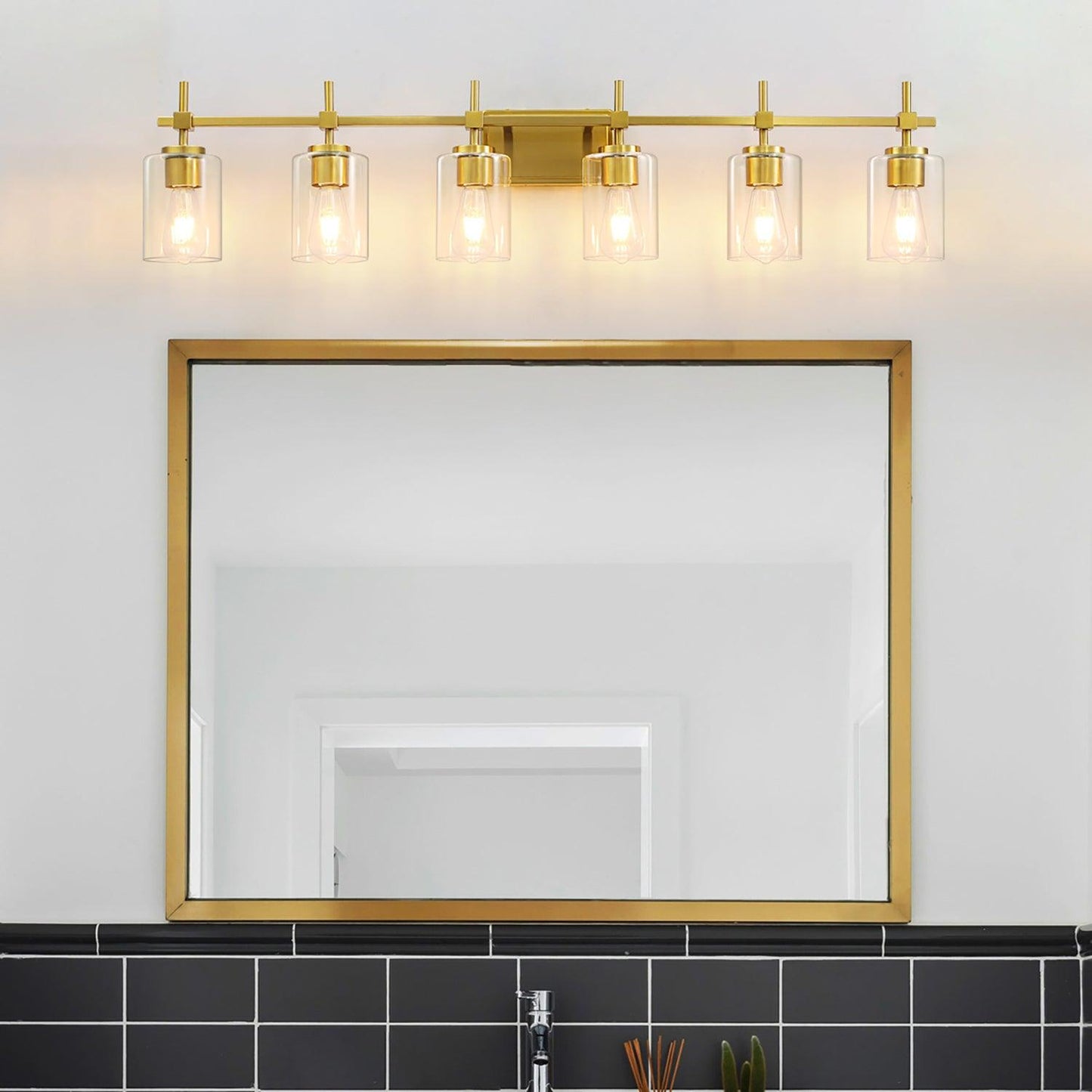 Jasper Modern Clear Glass 6-Light Bathroom Vanity Light
