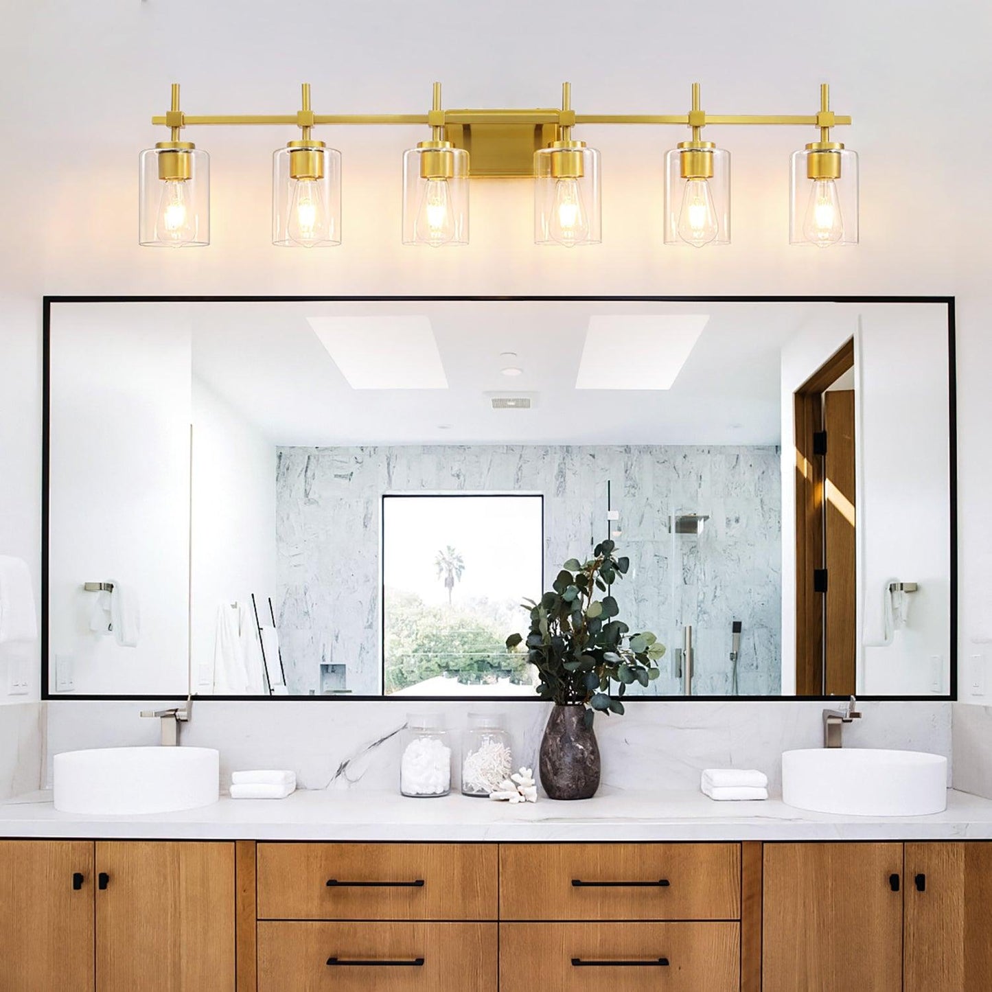 Jasper Modern Clear Glass 6-Light Bathroom Vanity Light