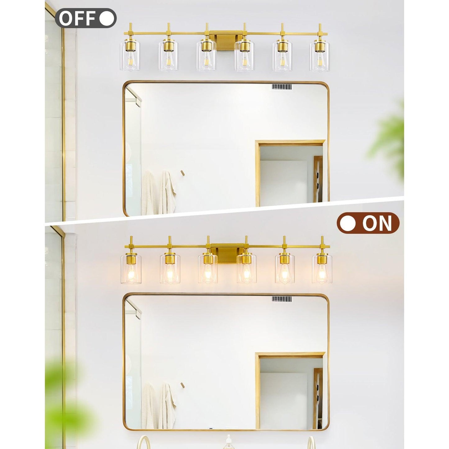 Jasper Modern Clear Glass 6-Light Bathroom Vanity Light