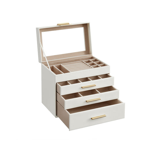4-Layer Jewelry Box with Glass Lid for Big Jewelry