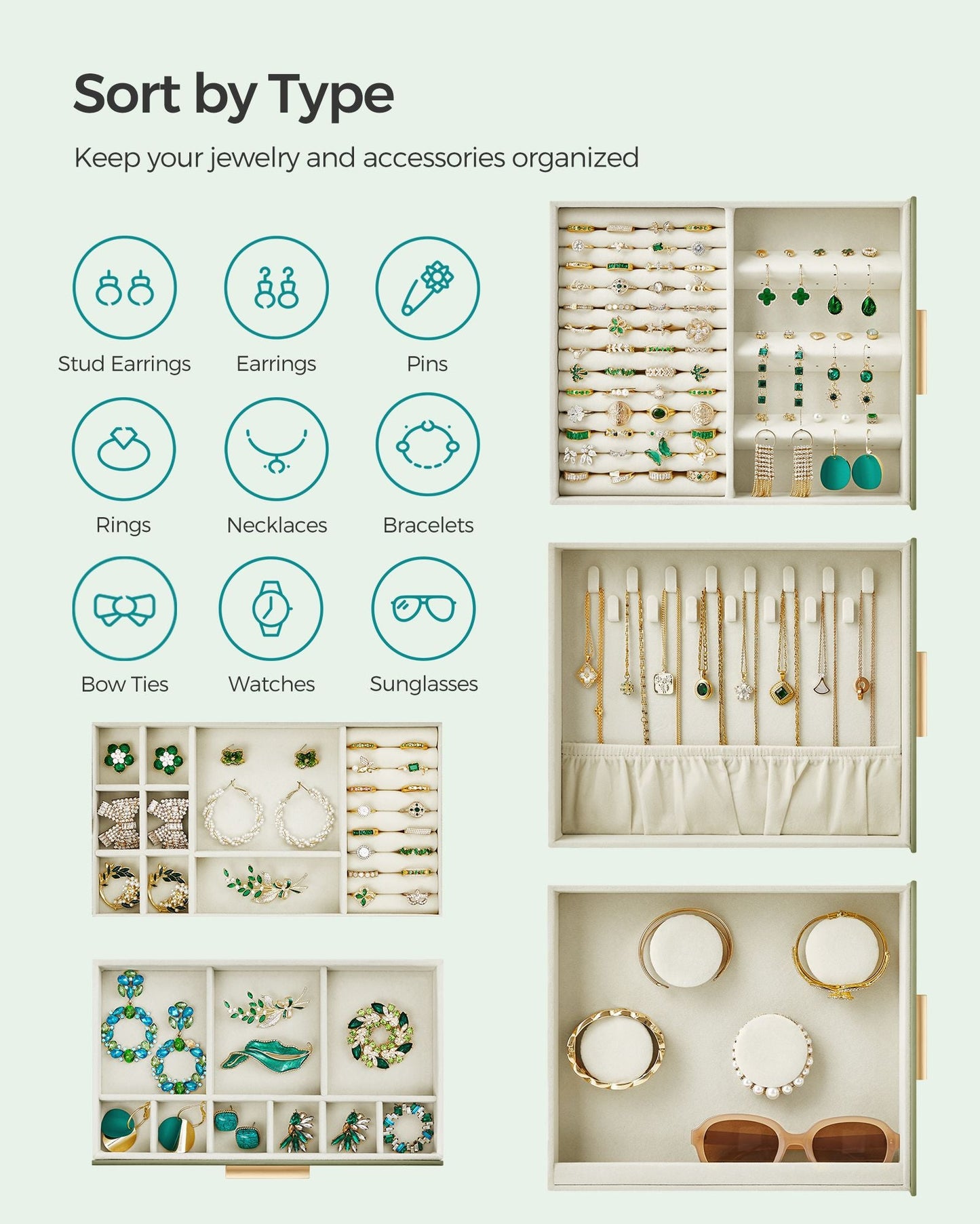 5-Layer Jewelry Organizer with 3 Side Drawers