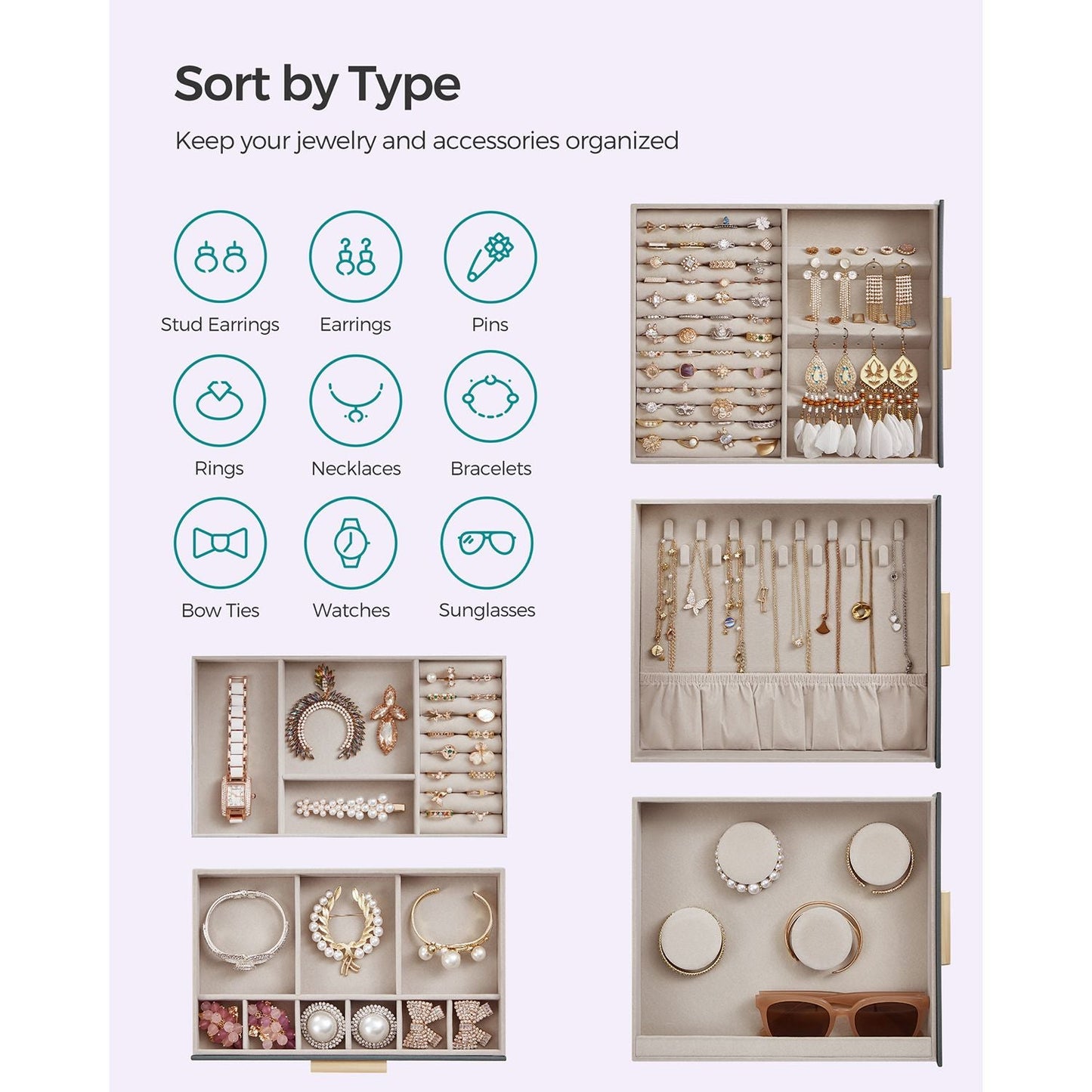 5-Layer Jewelry Organizer with 3 Side Drawers
