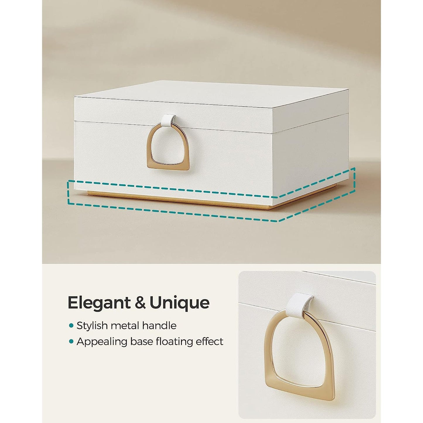 2-Layer Jewelry Box with Handle and Removable Jewelry Tray