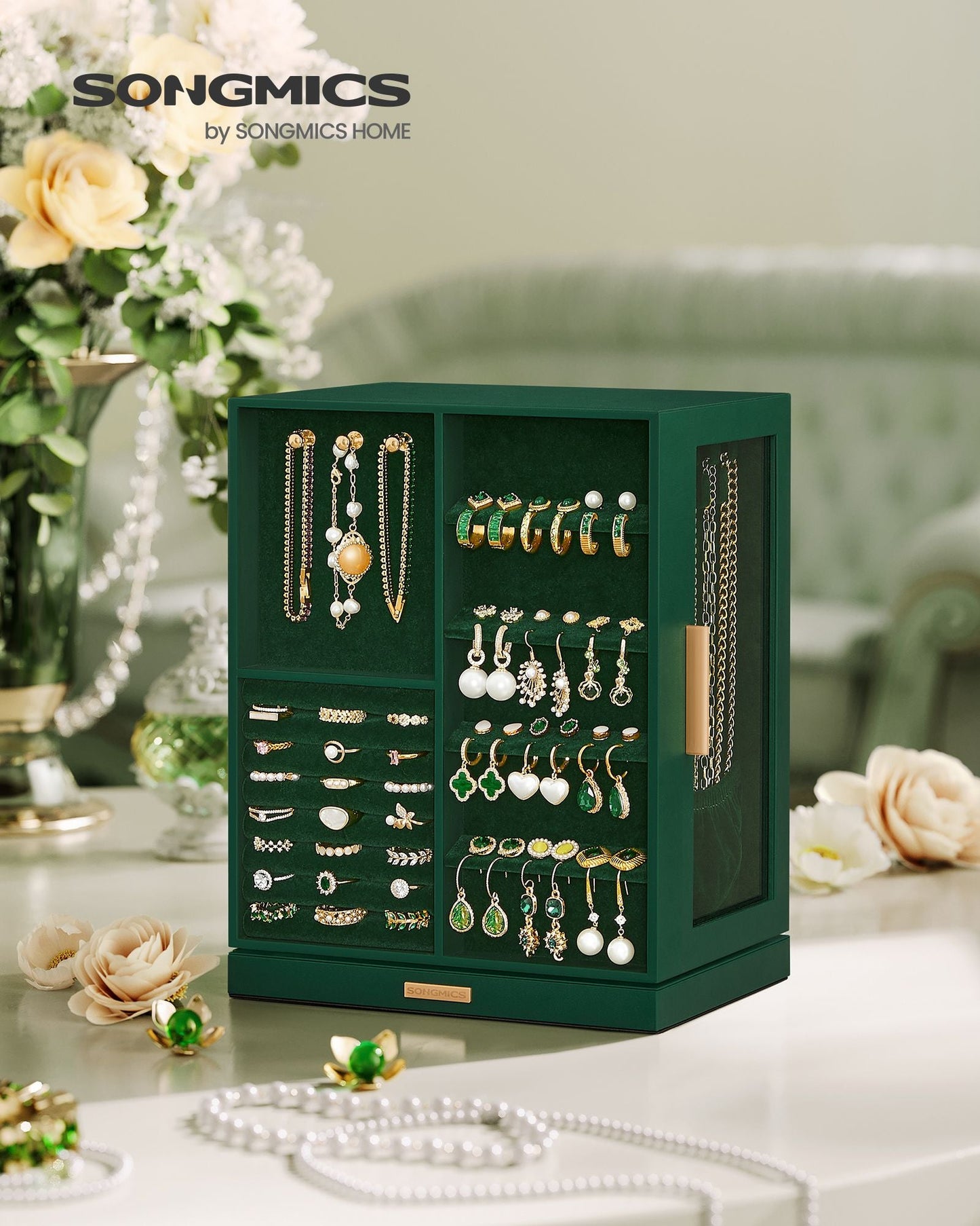 Jewelry Box 360 Rotating with 5 Drawers