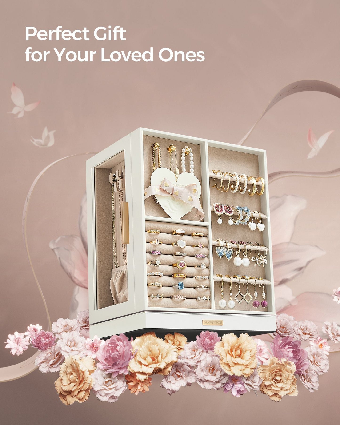 Jewelry Box 360 Rotating with 5 Drawers