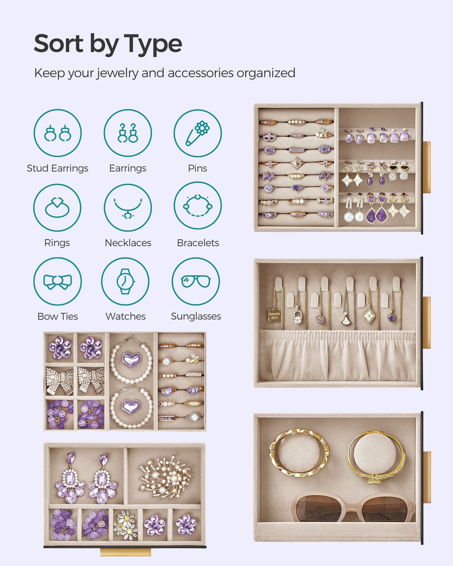 5-Layer Jewelry Organizer with 3 Side Drawers