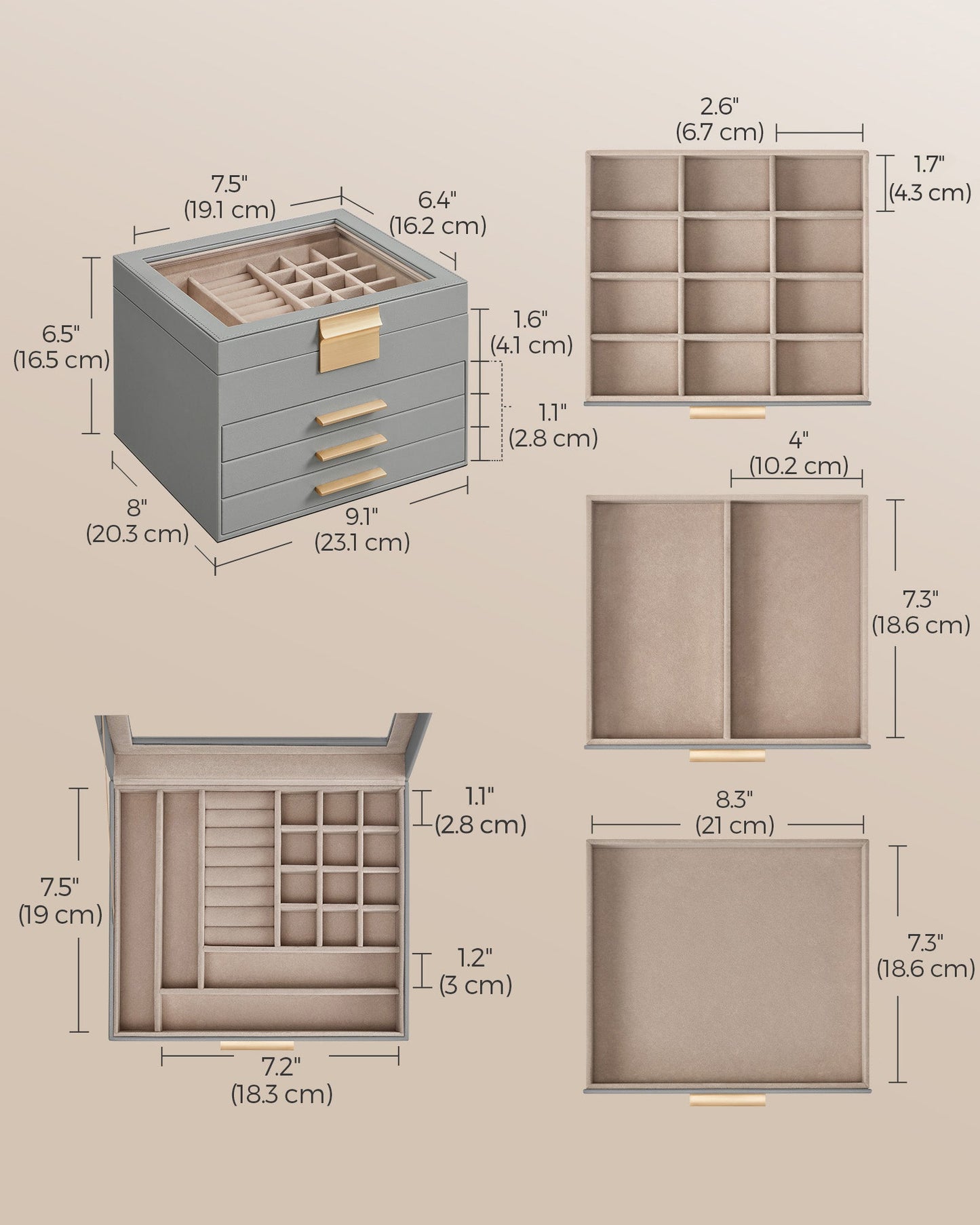 Jewelry Box with Glass Lid