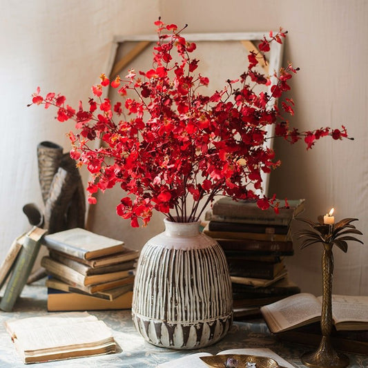 Impressionist Oncidium Orchid Stem in Red 31" Tall