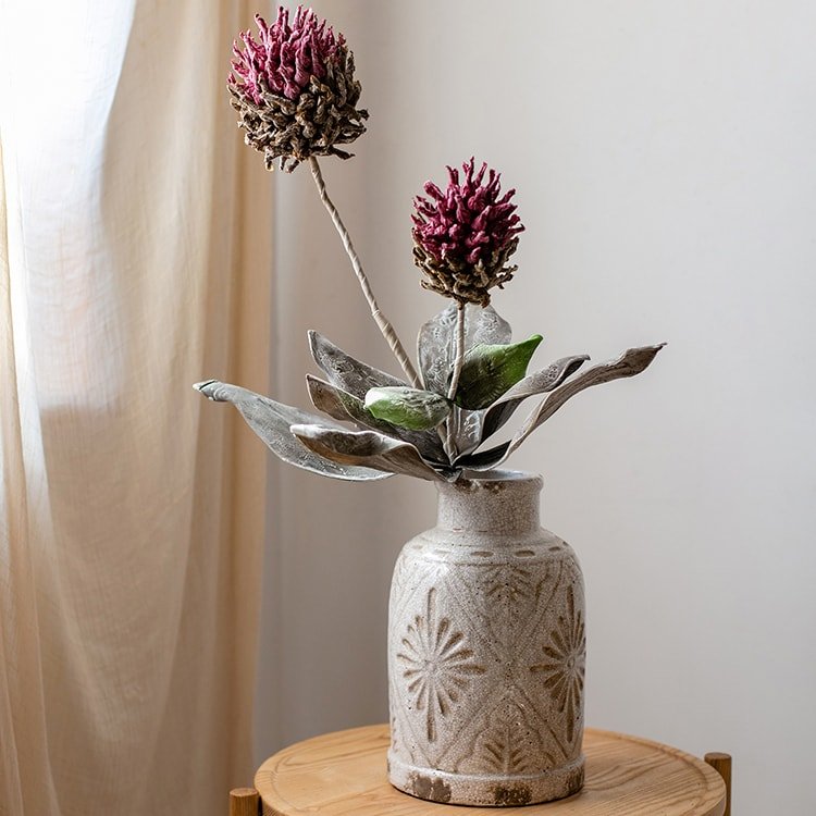 Artificial Tall Stem Flower Mulan Thistle 43" Tall