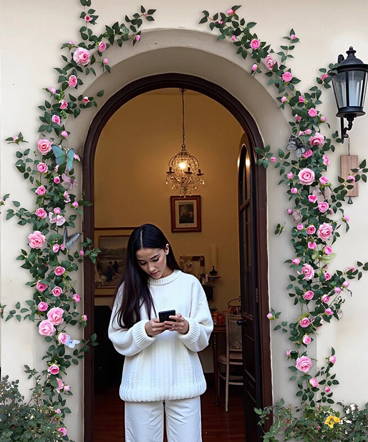 Pink Rose  Flower Wall Climbing Flower Vines for Outdoor and Events