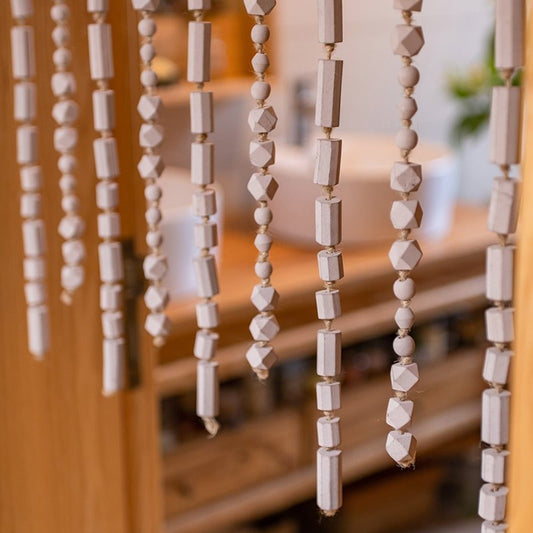 Solid Color Wood Beaded Cord DIY Door Curtain